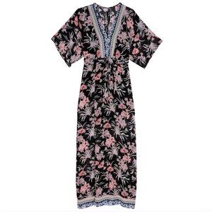 3/$60 Express Flowy Floral Kimono Sleeve Slit Maxi Dress SZ L